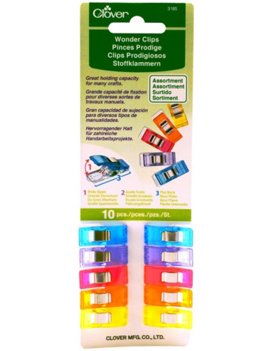 Set of 10 Prodige Clover clips - Assortment