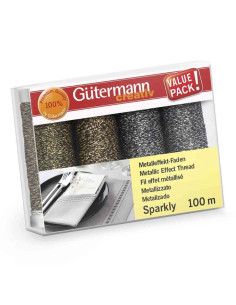 Set of 4 Gütermann Sparkly sewing threads - Gold and Silver