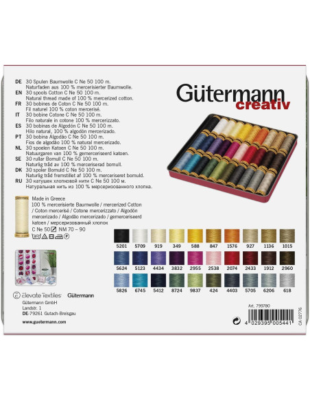 Box of 30 Gütermann cotton sewing threads