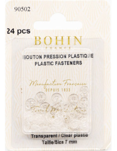 Round snap buttons to sew in transparent plastic 7 mm Bohin