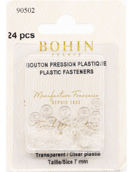 Round snap buttons to sew in transparent plastic 7 mm Bohin