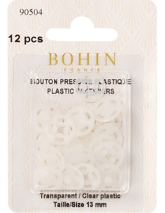 Round sew-on snap buttons in transparent plastic, 13 mm, Bohin