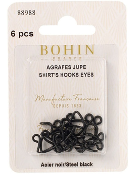 Black skirt closure staples by Bohin