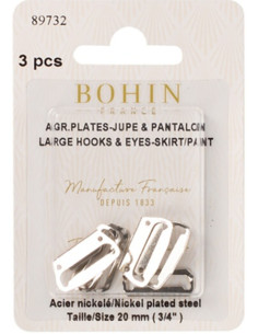 Flat closure hooks for skirts 20 mm silver Bohin