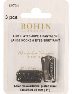Flat skirt closure hooks 25 mm silver Bohin