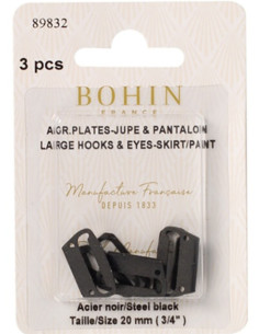 Flat closure hooks for skirts 20 mm black Bohin