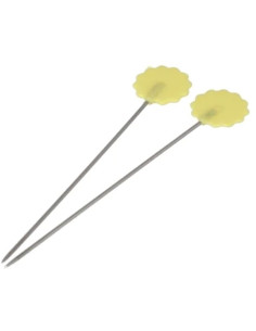 Box of 50 yellow flower head quilting pins, plastic, Bohin 2