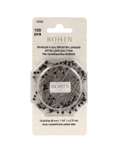 Box of 100 extra-long black glass head pins Bohin