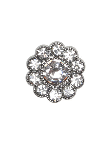 Set of 4 diamond rhinestone buttons 17 mm - White