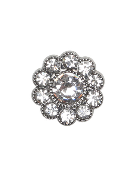 Set of 4 diamond rhinestone buttons 17 mm - White