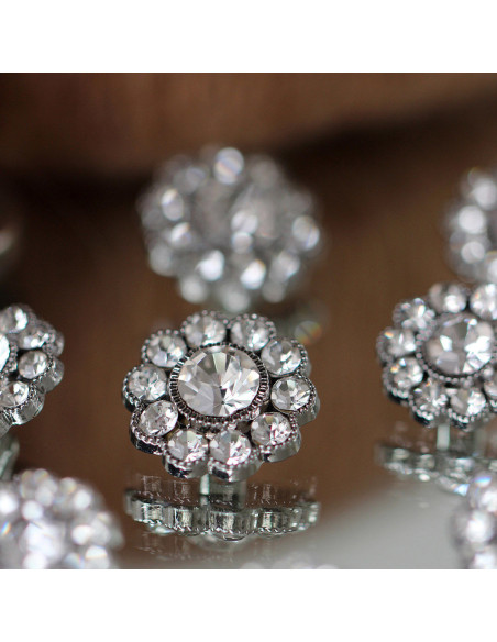 Set of 4 diamond rhinestone buttons 17 mm - White