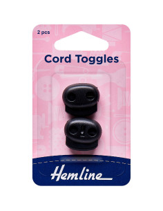Set of 2 plastic cord locks with 2 holes - Black