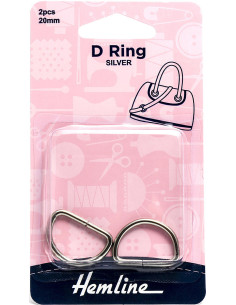 Set of 2 D-rings - Silver 20 mm