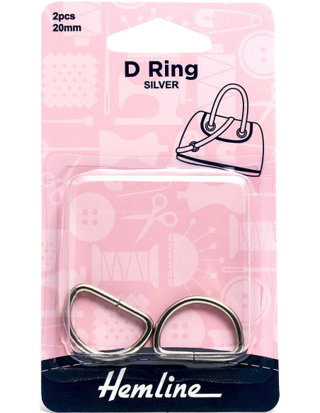Set of 2 D-rings - Silver 20 mm