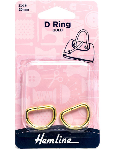 Set of 2 D-rings - Gold 20 mm