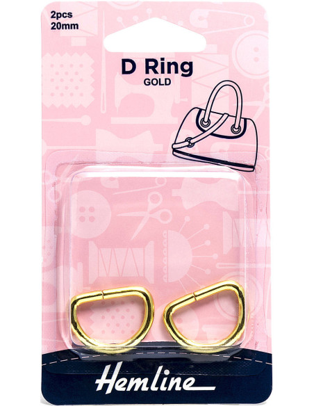 Set of 2 D-rings - Gold 20 mm