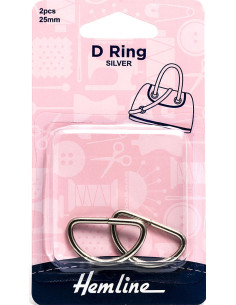 Set of 2 D-rings - Silver 25 mm