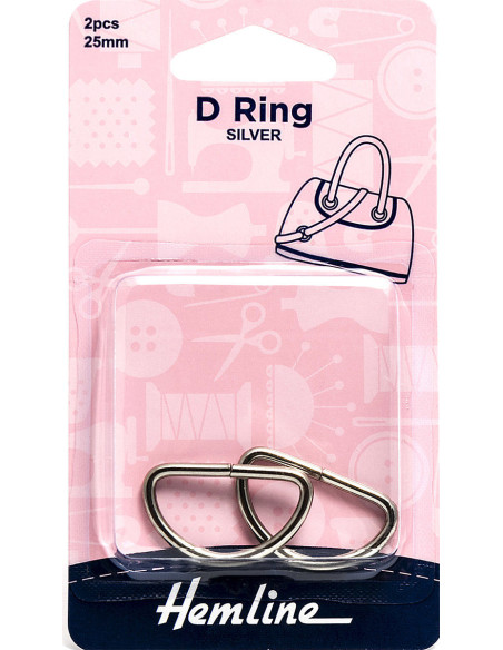 Set of 2 D-rings - Silver 25 mm