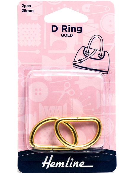 Set of 2 D-rings - Gold 25 mm
