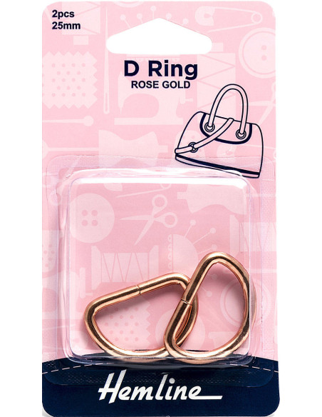 Set of 2 D-rings - Rose gold 25 mm