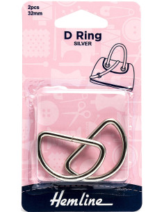 Set of 2 D-rings - Silver 32 mm