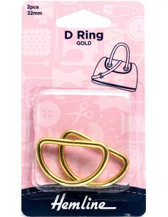 Set of 2 D-rings - Gold 32 mm