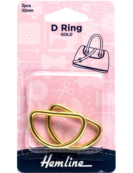 Set of 2 D-rings - Gold 32 mm