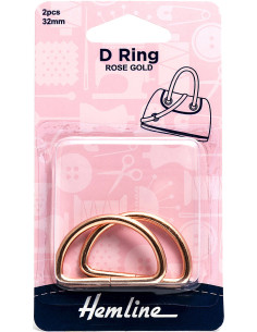 Set of 2 D-rings - Rose gold 32 mm