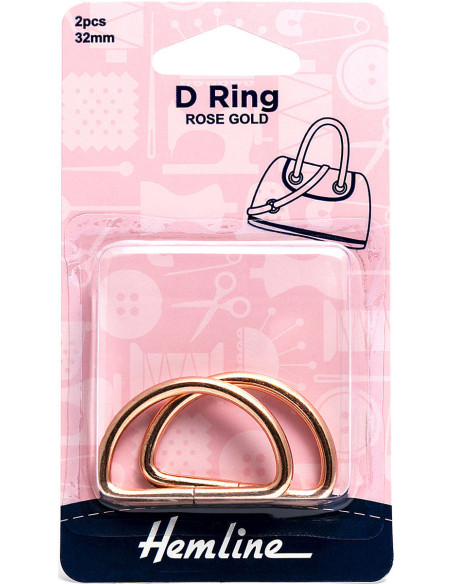 Set of 2 D-rings - Rose gold 32 mm