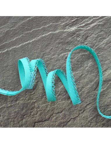 Folded bias tape with picot - Light turquoise blue