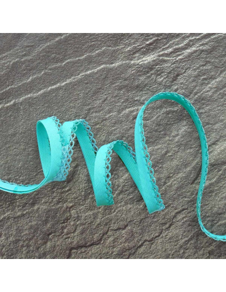 Folded bias tape with picot - Light turquoise blue