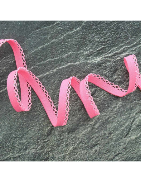 Folded bias picot - Bright pink