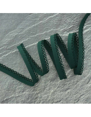 Folded bias tape with picot edge - Fir green
