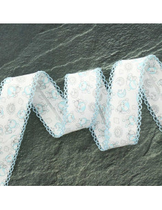 Folded bias with small bear picot - Blue