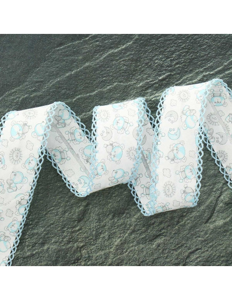 Folded bias with small bear picot - Blue