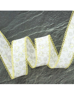 Folded bias with small bear picot - Yellow