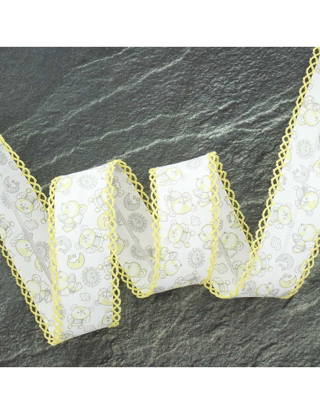 Folded bias with small bear picot - Yellow