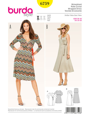 Wrap dress pattern - Burda 6759