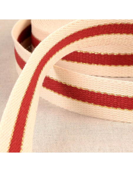 Cotton strap for bags - 3 stripes - Red