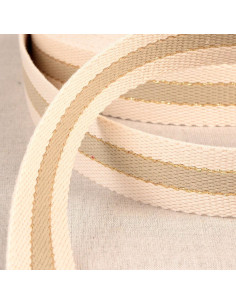 Cotton strap for bags - 3 stripes - Taupe