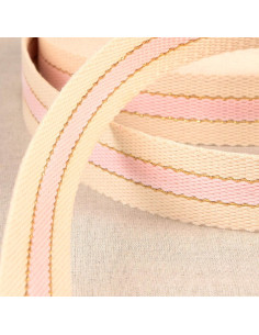 Cotton strap for bags - 3 stripes - Pink