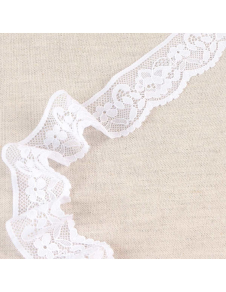 Floral elastic lace - White