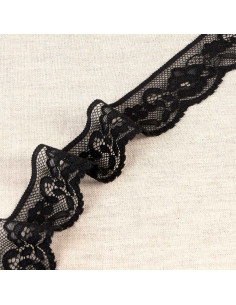 Floral elastic lace - Black