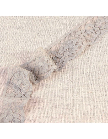 Floral elastic lace - Medium gray