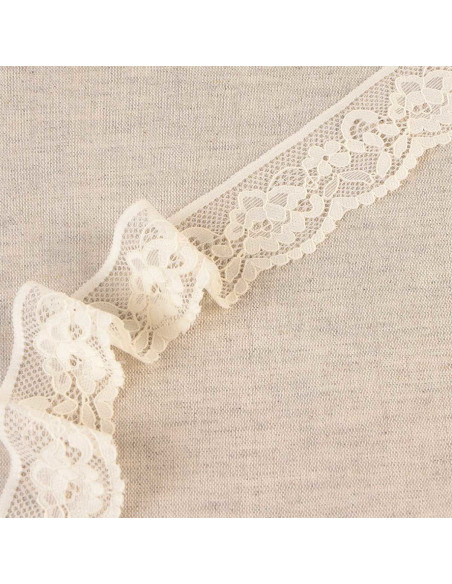 Floral elastic lace - Ecru