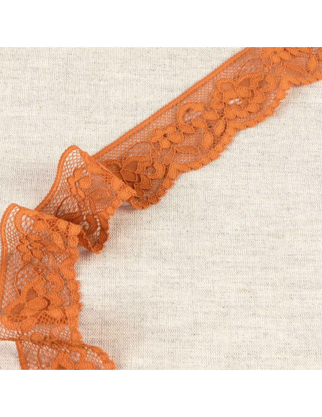 Floral elastic lace - Brown