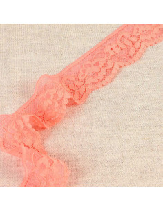 Floral elastic lace - Coral