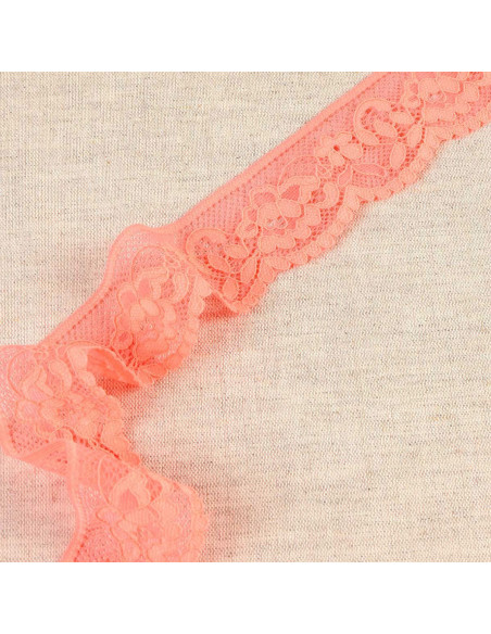 Floral elastic lace - Coral