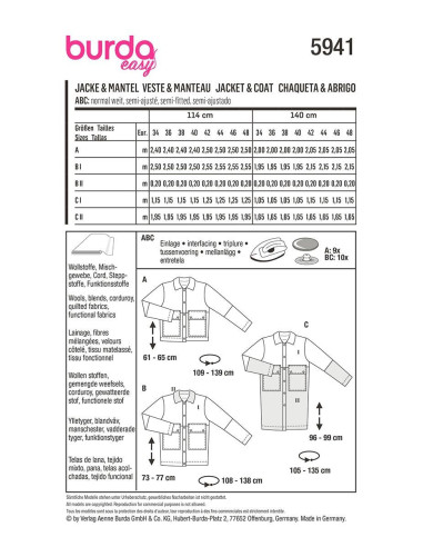 Jacket and Coat Pattern - Burda 5941
