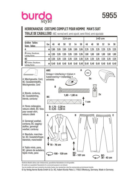 Suit pattern - Burda 5955